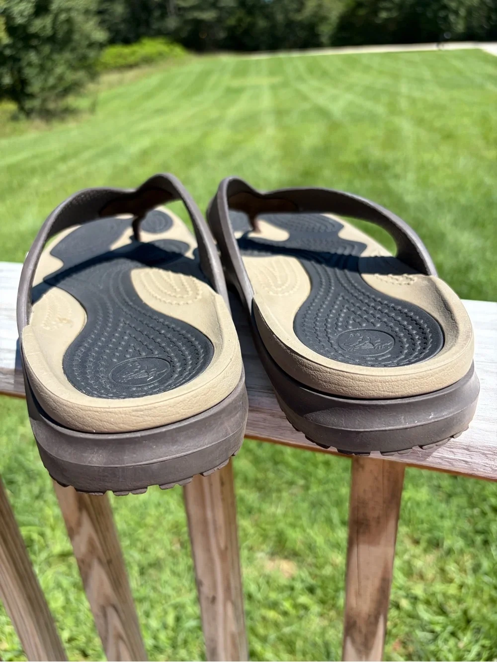 CROCS Modi Sport Flip Flop Sandals Tan Brown Men's 13 Slip On